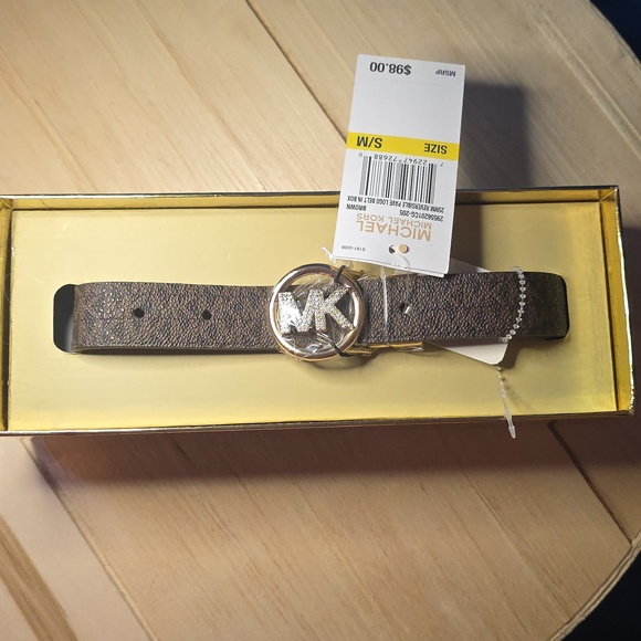 Michael Kors Dark Brown Belt with Gold Emblem - Picture 1 of 5